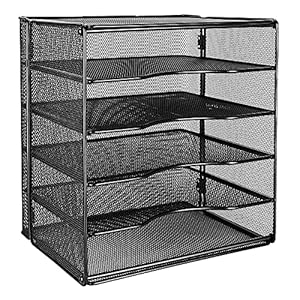 Amazon Basics 5 Slot Desk Rectangular Organizer Tray, Black, 13.6 x 9.5 x 12.8 inch