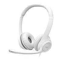 Logitech H390 Cuffia con Cavo per PC, Portatile, Auricolari Stereo con Microfono con Cancellazione del Rumore, USB-A, Comandi Integrati, Compatibile con i Chromebook, Bianco