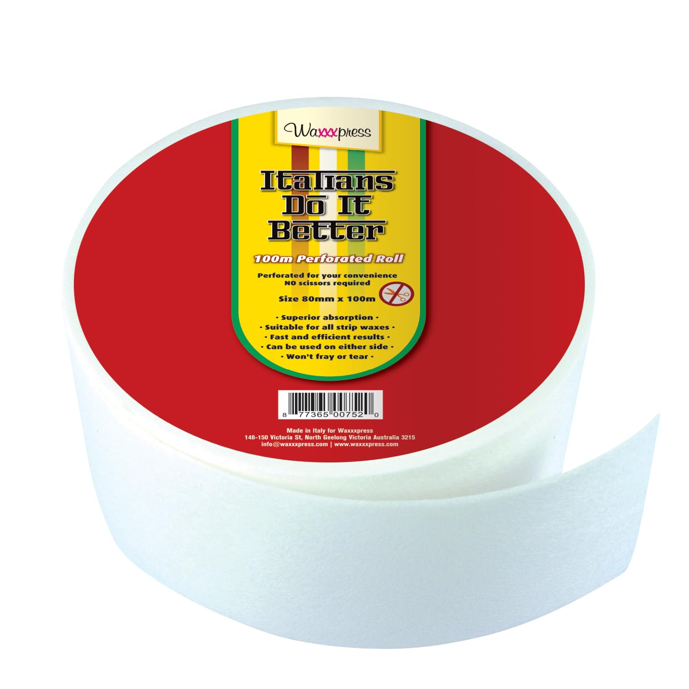 Waxxxpress Italians Do It Better Wax Strips Perforated Roll 100mt - Sticks To Wax Immediately For Fast And Efficient Results