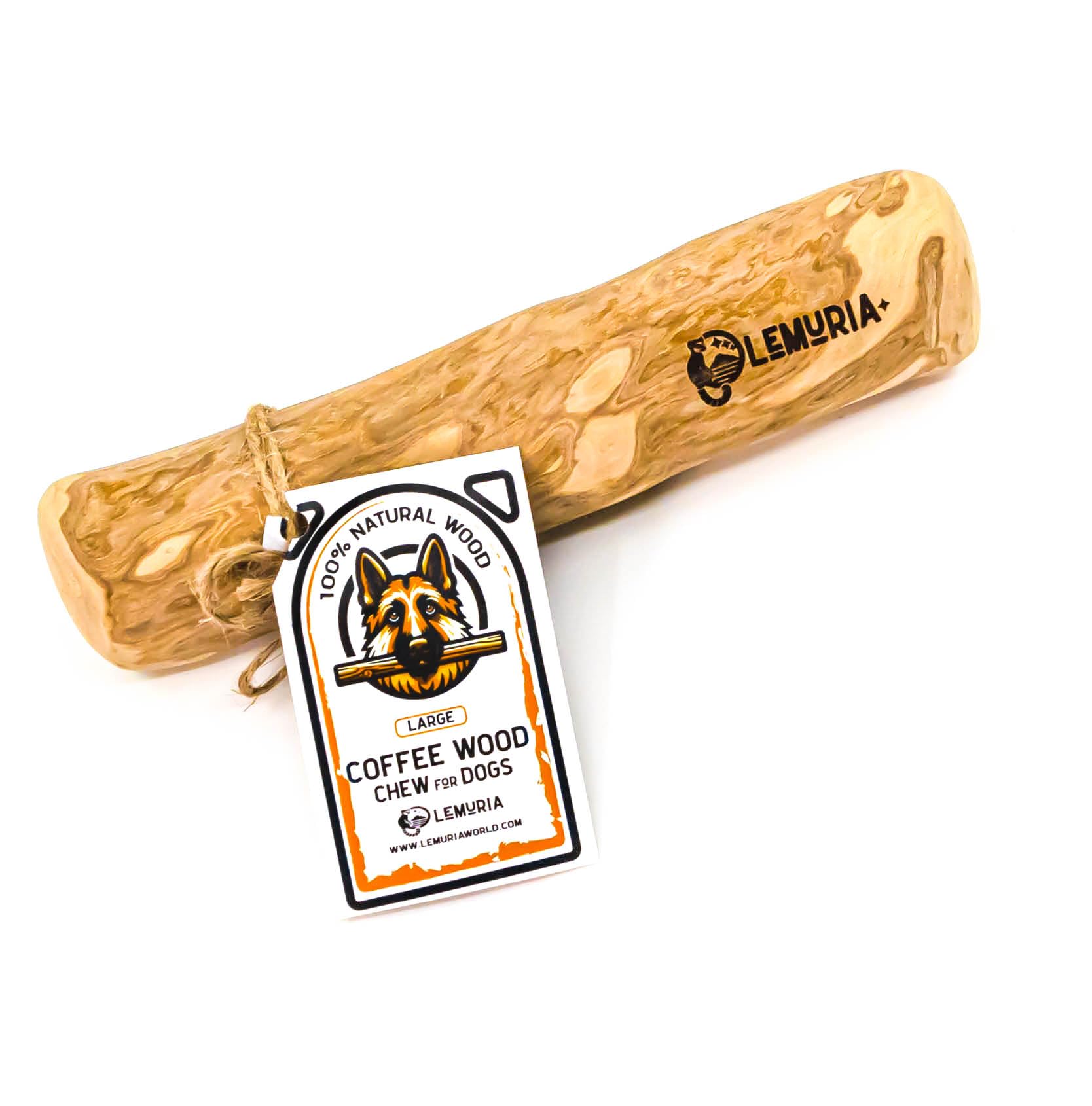 lemuria Coffee Wood Dog Chew Large Stick Toy, Natural Durable Real Wooden Bone Sticks for Dogs, Safe Dental Cleaning Chews for Teething Puppy, Stress Relief Toys for Dogs (Large)