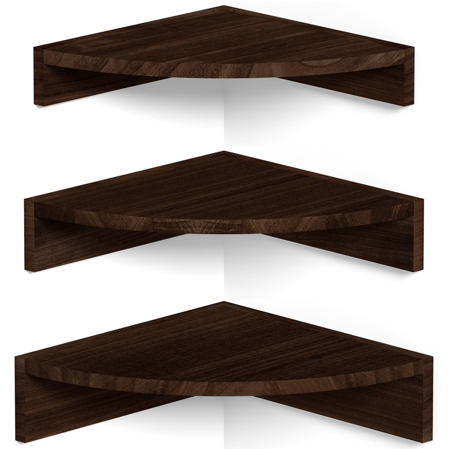 Alsonerbay Corner Shelf Wall Mount, Set of 3 Floating Shelves for Storage and Display, Rustic Wood Shelves for Bedroom, Kitchen, Living Room, Nursery
