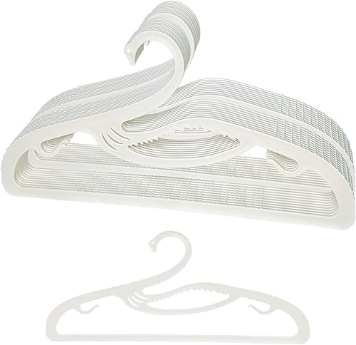 Perchas de plástico para ropa, paquete de 20 unidades, apertura en forma de Z, perchas ultrafinas de cuello corto de 0.12 pulgadas, ahorran espacio