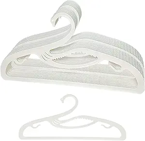 Plastic Clothes Hangers 20 Pack, Z-Shape Opening, 0.12" Ultra Thin Short Neck Hangers, Save Cabinet Space, Suitable for Dresses, Shirts, Pants, Scarves, Jackets(White)