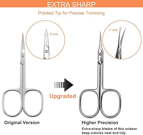 Miniatura 2 de Tijeras de cutícula extrafinas para mujeres y hombres, acero inoxidable profesional con punta puntiaguda precisa, cuchillas de aseo, manicura,