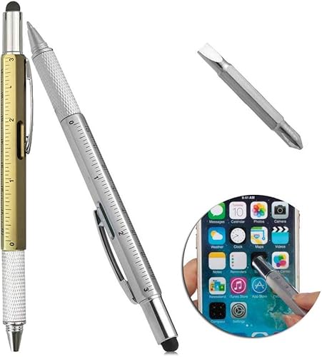 Miniatura 5 de Juego de 8 bolígrafos multiherramienta 6 en 1, lápiz capacitivo, destornillador, regla y nivel, regalo tecnológico