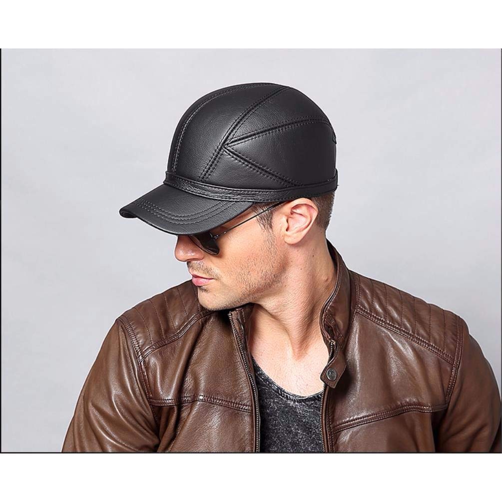 Cappello in Vera Pelle, Berretto da Baseball in Pelle Casual da Uomo Autunno e Inverno