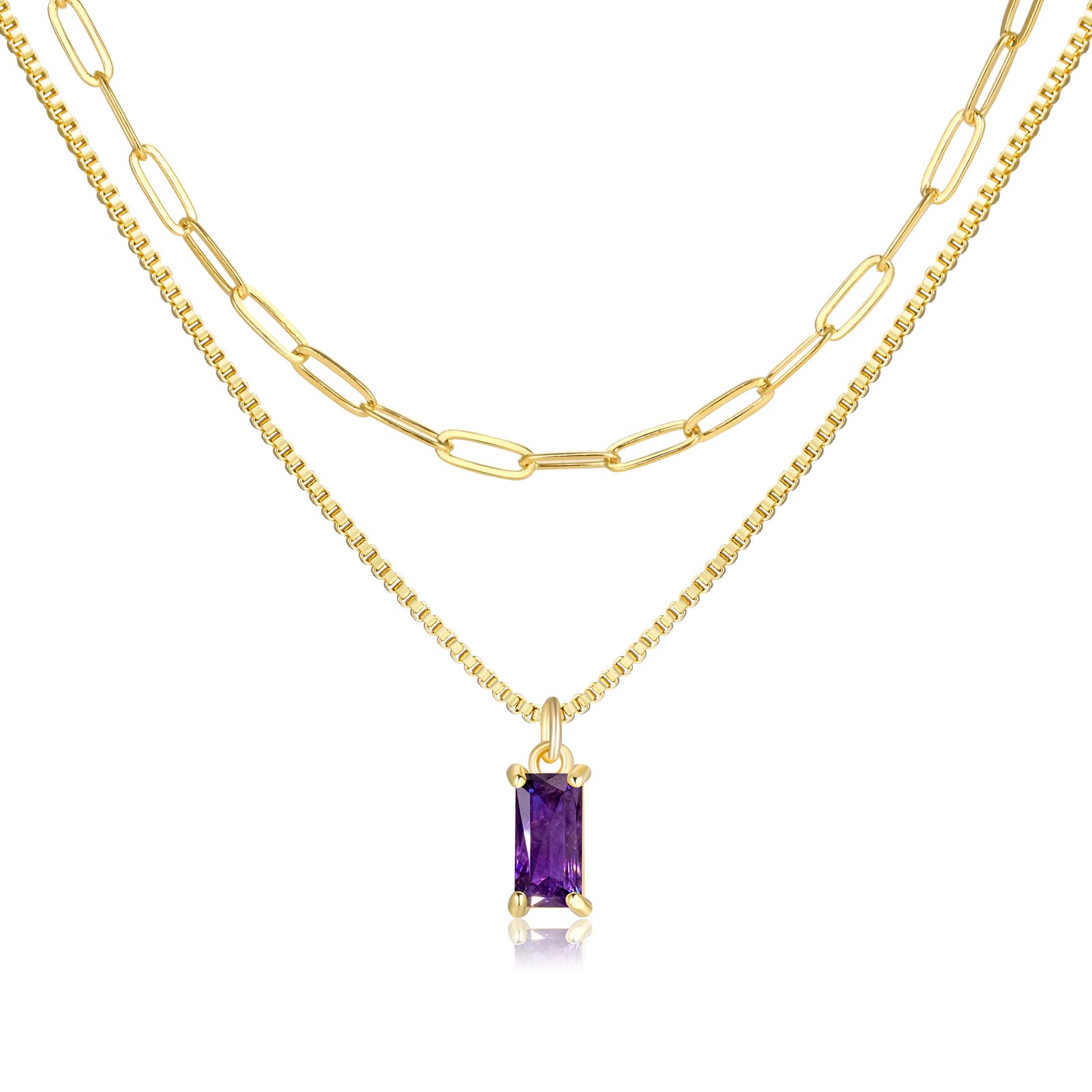 Pls Back Dainty Gold Charm Necklaces for Women Non Tarnish, 14K Trendy Blue Green Cubic Zirconia Emerald Pendant Birthstone Necklaces Birthday Gifts