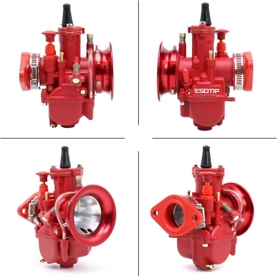 Carb PWK with Intake Adapter Main/Slow jet Air Filter Oil Hose Pipe for 4T 50cc-350cc Fuel Saving Flat Slide Predator 212cc CT200U BT200X Carburetor Mini Bike Off Road (30mm-Red)