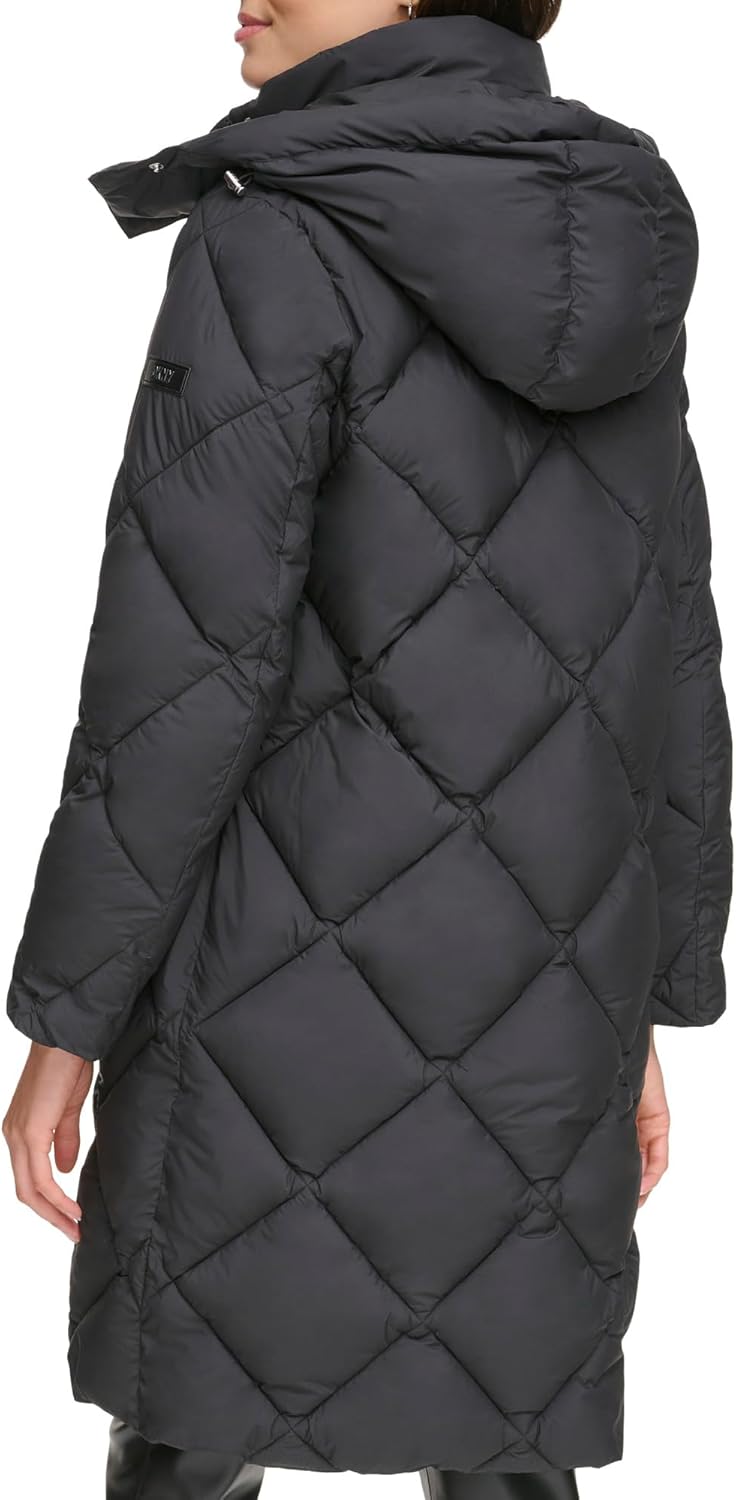 DKNY womens Diamond Quilted Long Puffer Coat - Image 3