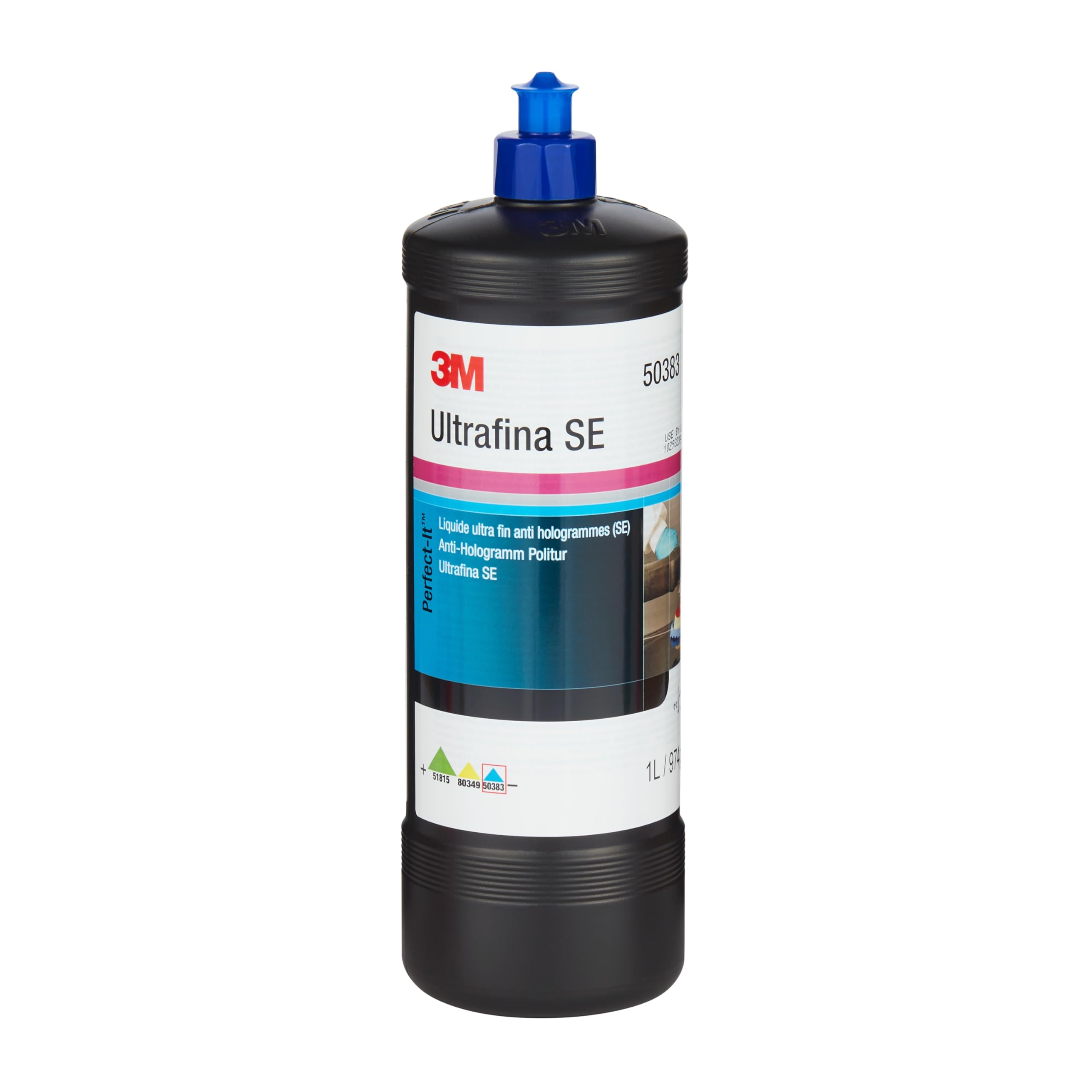 3M Perfect-It Ultrafina SE Politur, 50383 - Zur Beseitigung von Wirbelspuren und Hologrammen selbst auf dunklen Fahrzeuglacken, Lackpolitur, 1 L Flasche