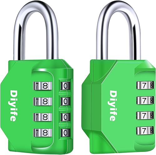 Diyife Candado de combinación de 4 dígitos, candado impermeable para exteriores para casillero de gimnasio escolar, casillero deportivo, puerta,