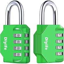 Diyife Combination Lock 4 Digit, Outdoor Waterproof Padlock for School Gym Locker, Sports Locker, Gate, Case, Toolbox 2 Pack, Green