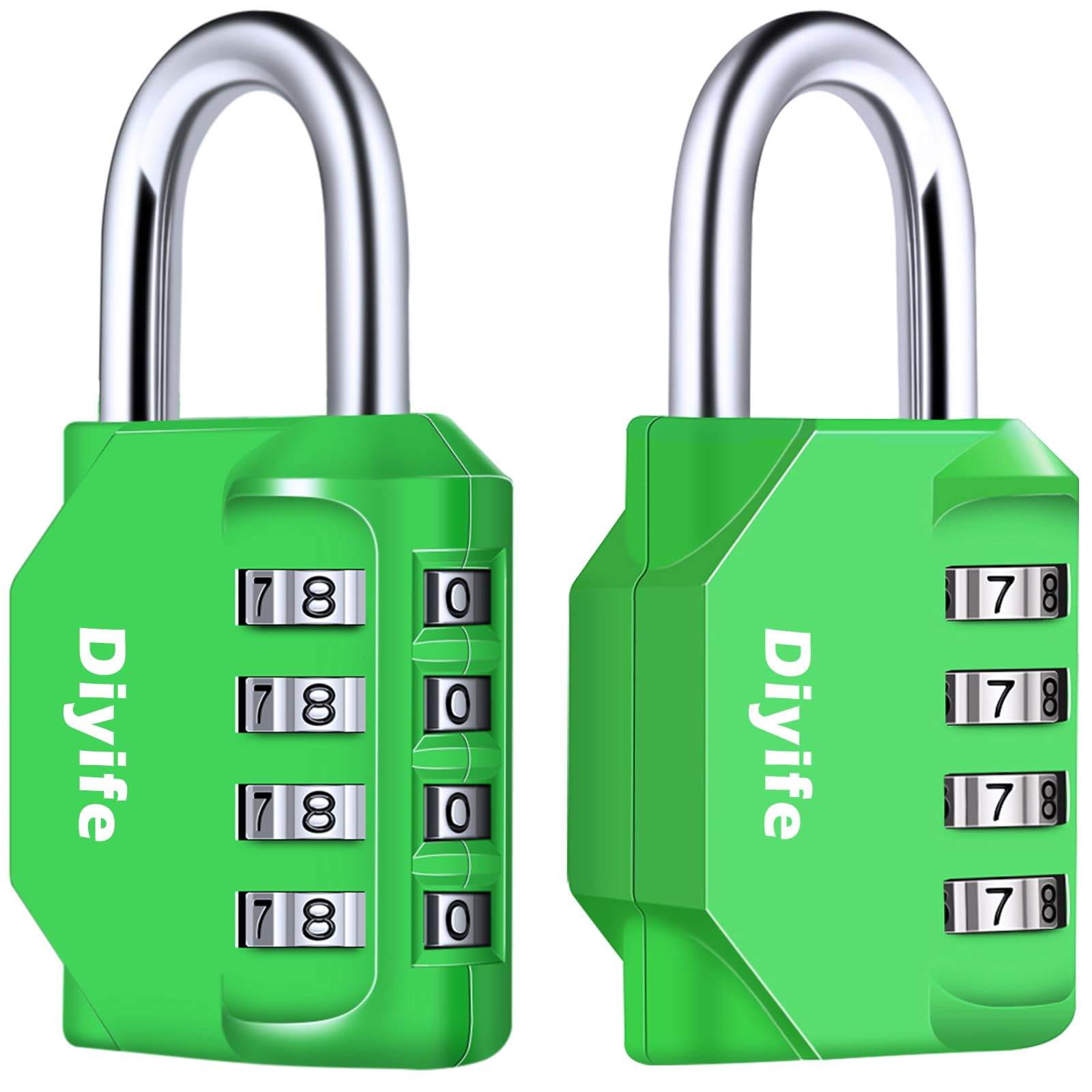 Cadenas à combinaison à 4 chiffres étanche en lot de 2 vert Diyife