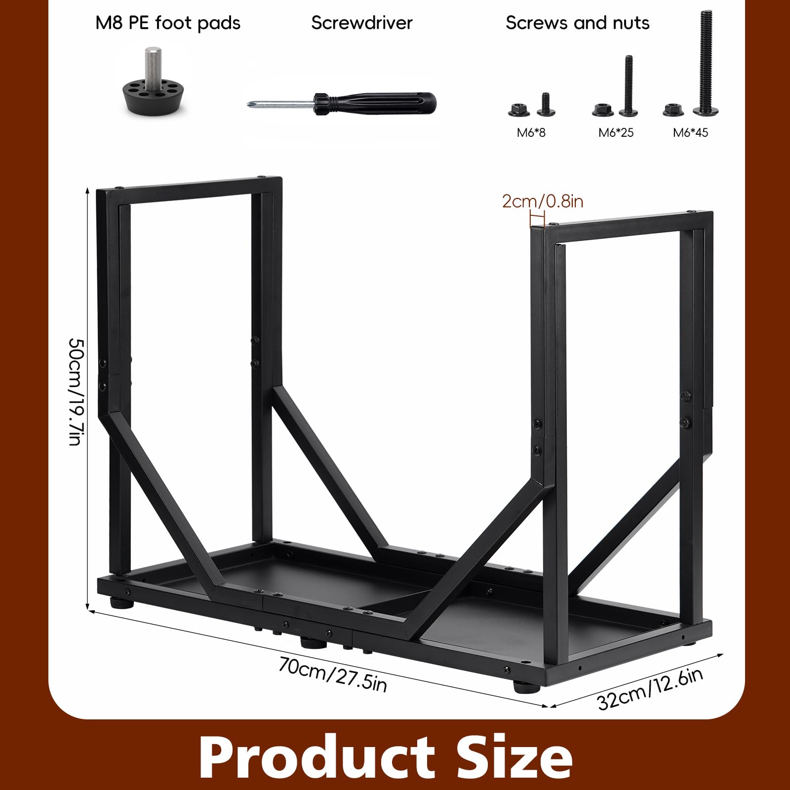 Holzstapelgestell für Außen und Innen, Schwerlast-Metall-Holzhalter für Kamin, stabiles Lagerregal für Holzscheite, rostfreies Holzregal, schwarzer Holzlager-Organizer