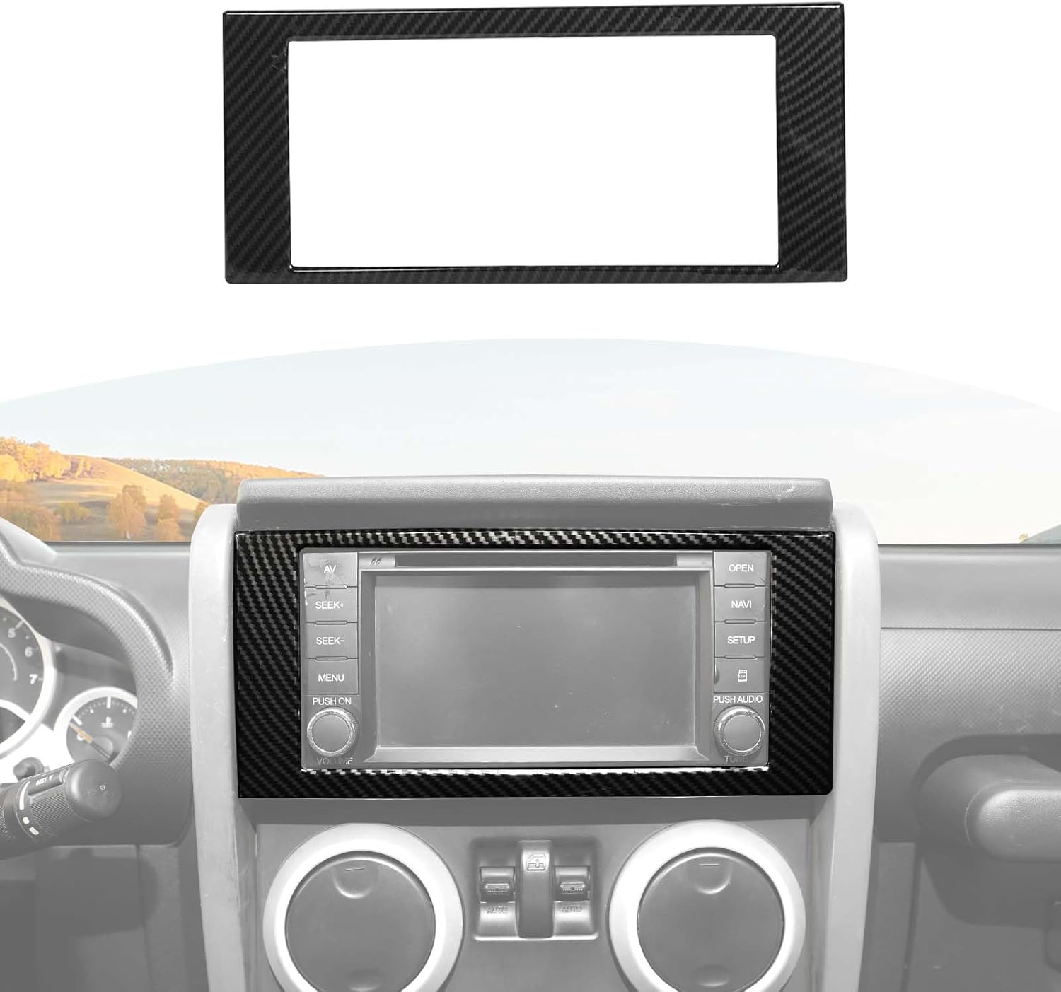RT-TCZ for Jeep JK Console Radio Display Screen Trim Cover for Jeep Wrangler JK JKU 2007-2010 Red Interior Accessories