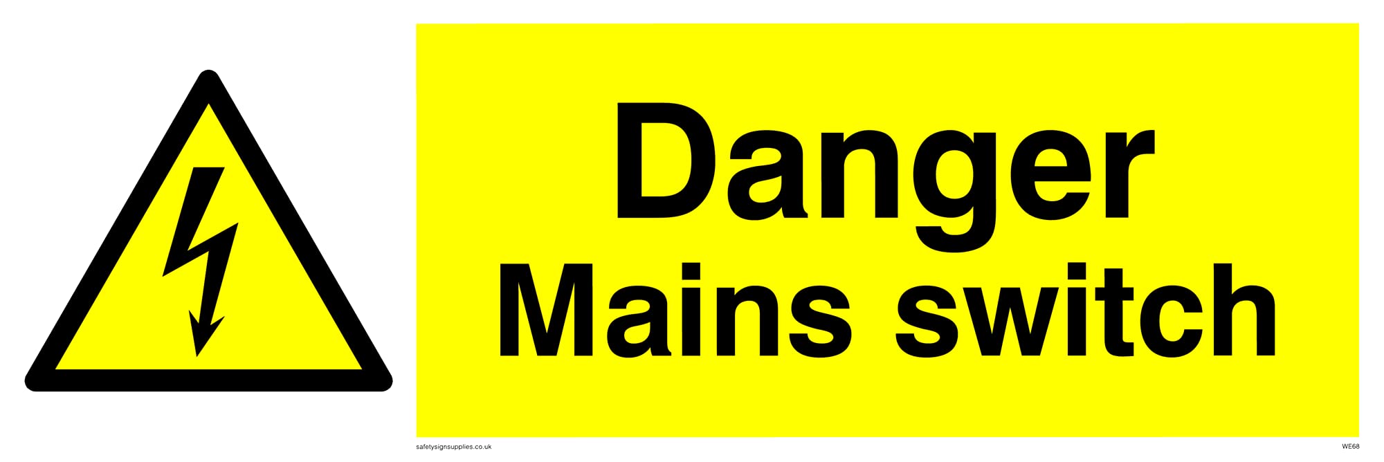 Pack of five - Danger Mains Switch Sign - 300x100mm - L31