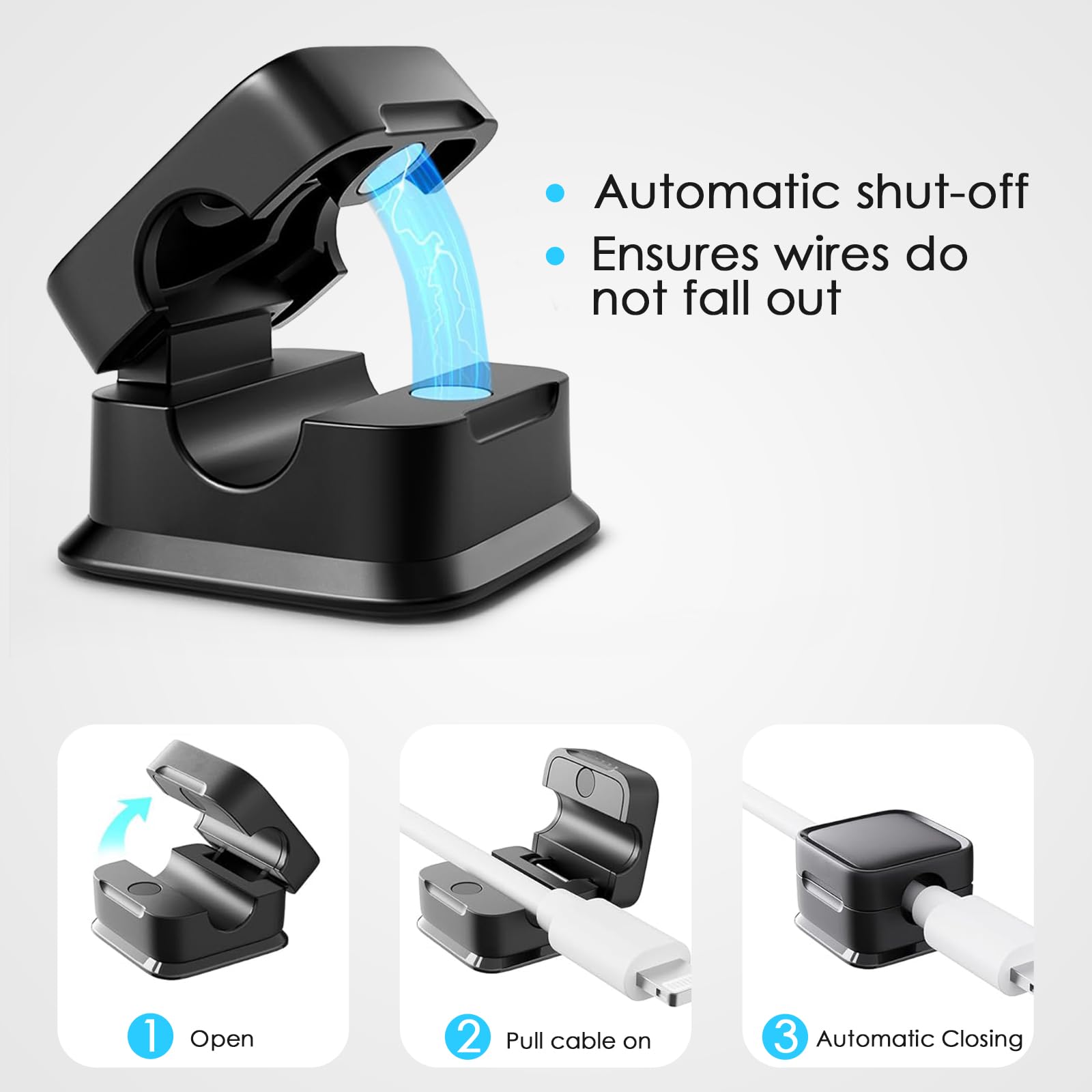 GUBOOM 6 Pezzi Clip Magnetiche per Gestione Cavi, Organizer a Clip per Cavo, Portacavo Magnetico, Fermacavi Scrivania, Gestore di Cavi Magnetici Autoadesivi per HDMI, USB, Cavo, Audio