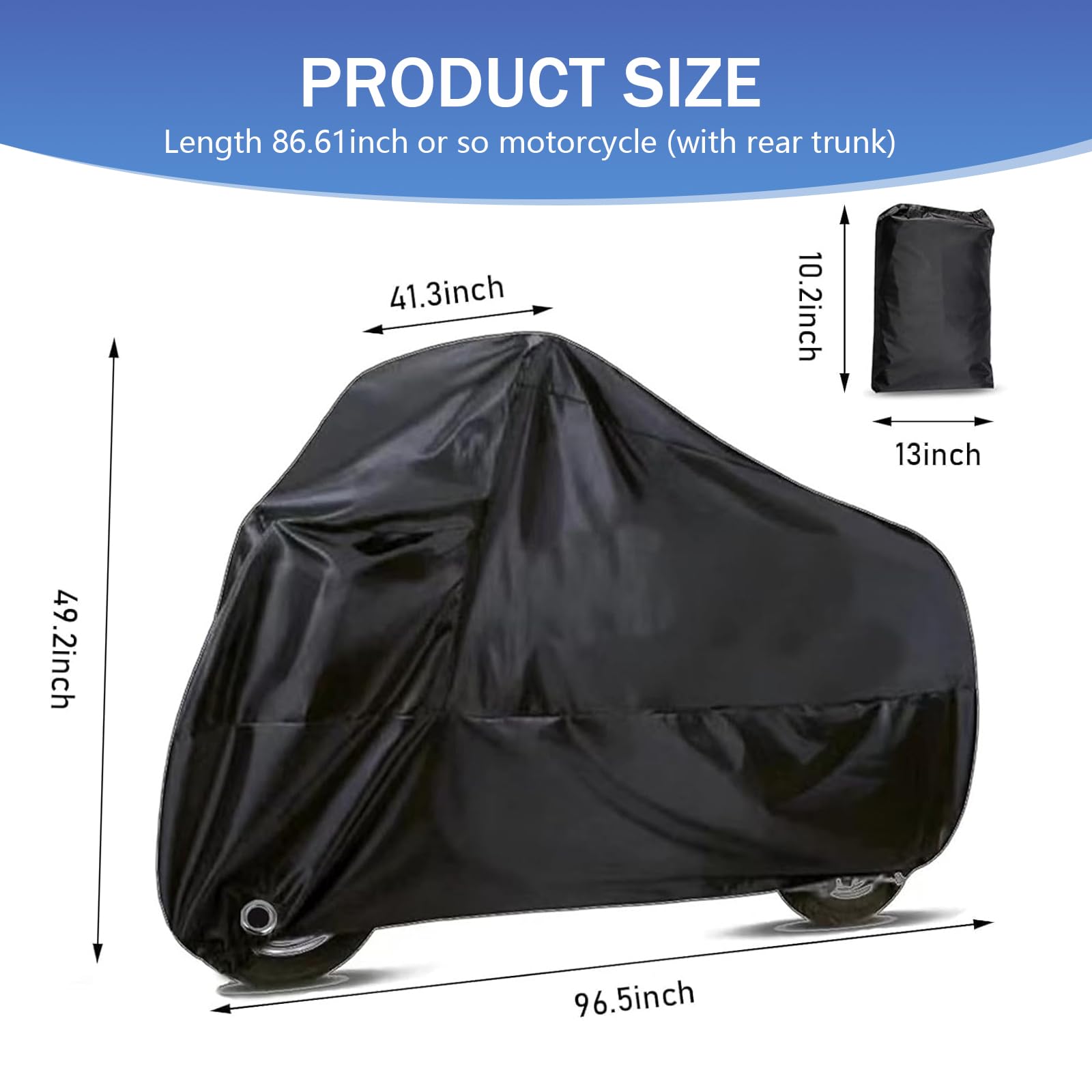 Funda para motocicleta, cubierta impermeable para motocicleta, cubierta protectora de cobertura completa con agujero de bloqueo antirrobo, universal para motocicletas (negro)