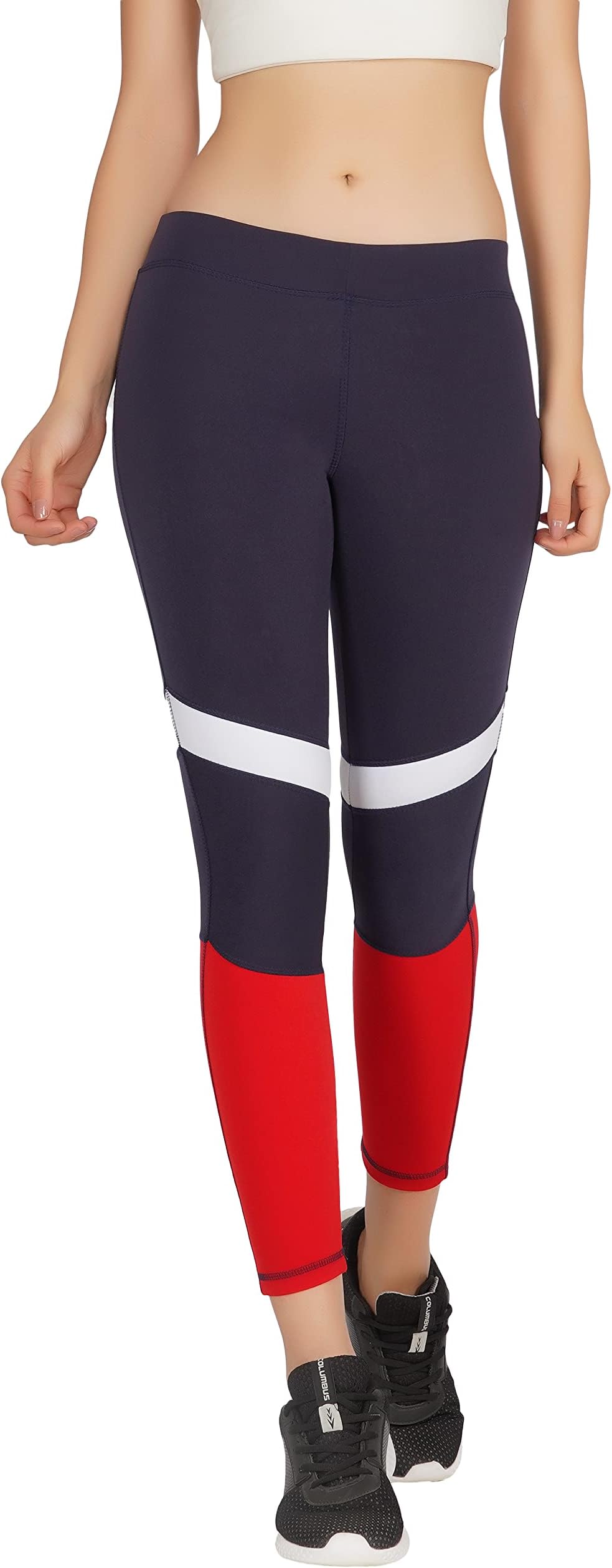 Neu Look Women Yoga Zumba Gym Sports Workout Tights Polyester Lycra Super Stretchable Blue Leggings (Medium)