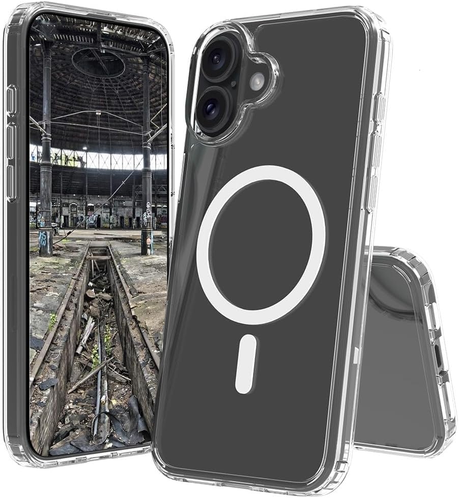 JT Berlin Pankow Clear MS Coque de Protection Compatible avec Apple iPhone 16 (absorbe Les Chocs, Charge sans Fil Qi/Charge magnétique, Anti-Rayures, Anti-Traces de Doigts) Transparente