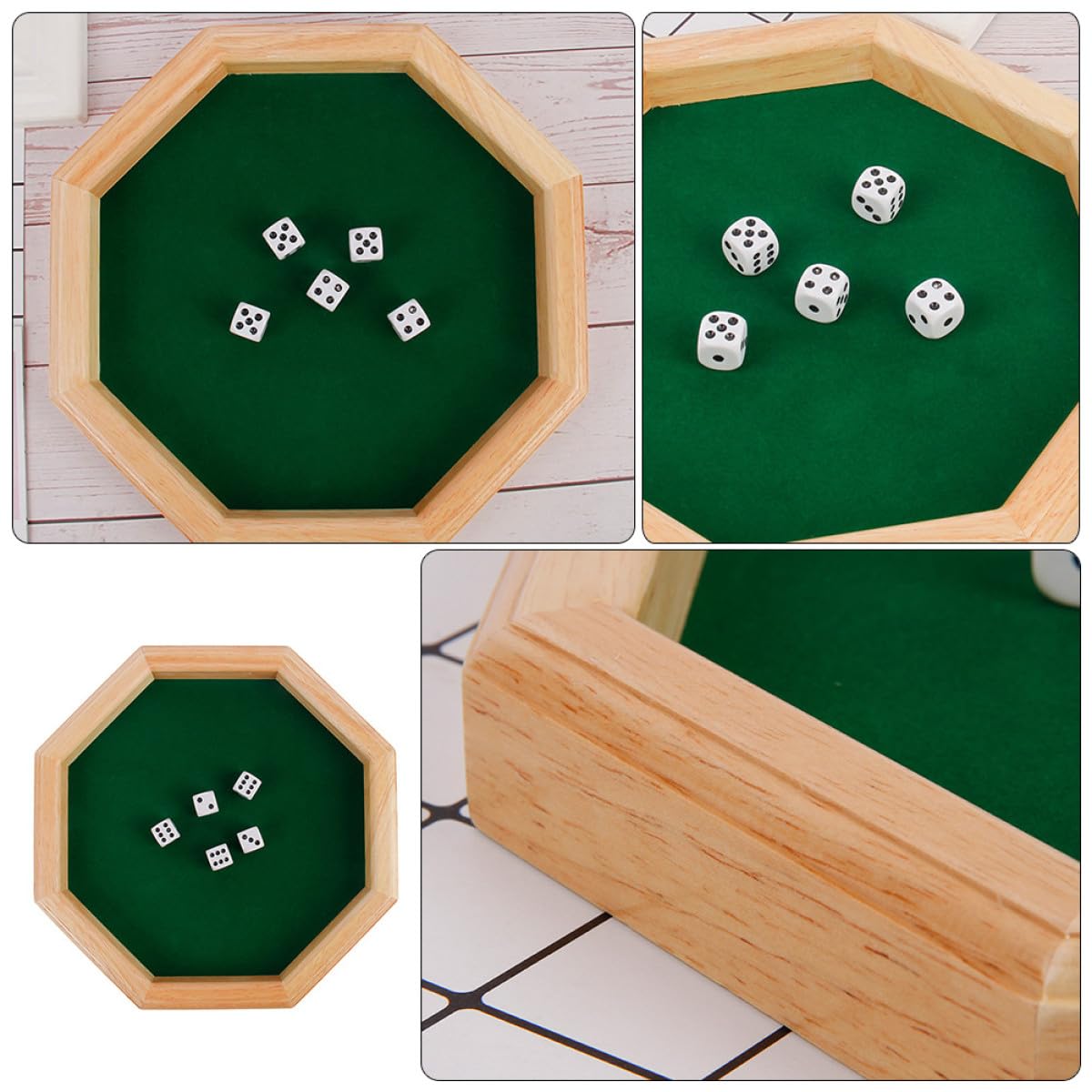 Jeux de Dés en Bois Vert, Set de Dés Halloween pour Fête et Bar