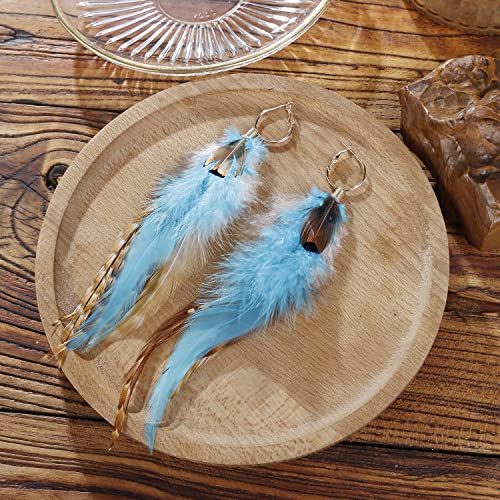 Lureme Indiana Style Jewelry Multicolor Handmade Natural Feather Dangle Earrings (Er005514) #TOP6