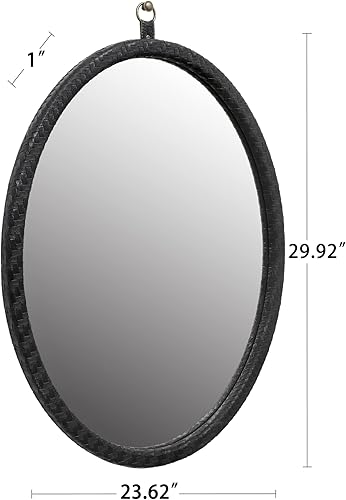 Miniatura 4 de KOSSMAI Espejos de pared con marco de MDF decorativos ovalados y cubiertos de poliuretano, color negro