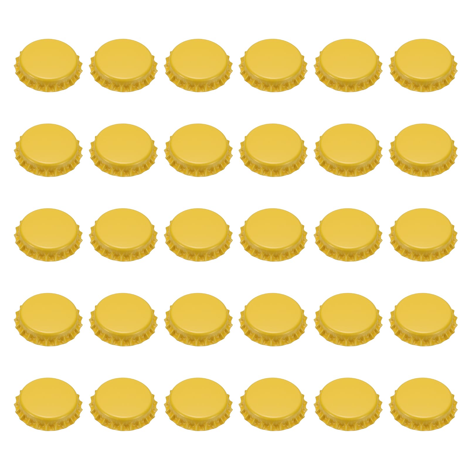 sourcing map 60 Pcs Oxygen Absorbing Beer Bottle Caps, 32mm Pry Off Bulk Crown Caps Bottle Toppers for Soda Beer Wine Glass Bottles Home Brewing DIY Pendants or Craft Scrapbooks, Yellow
