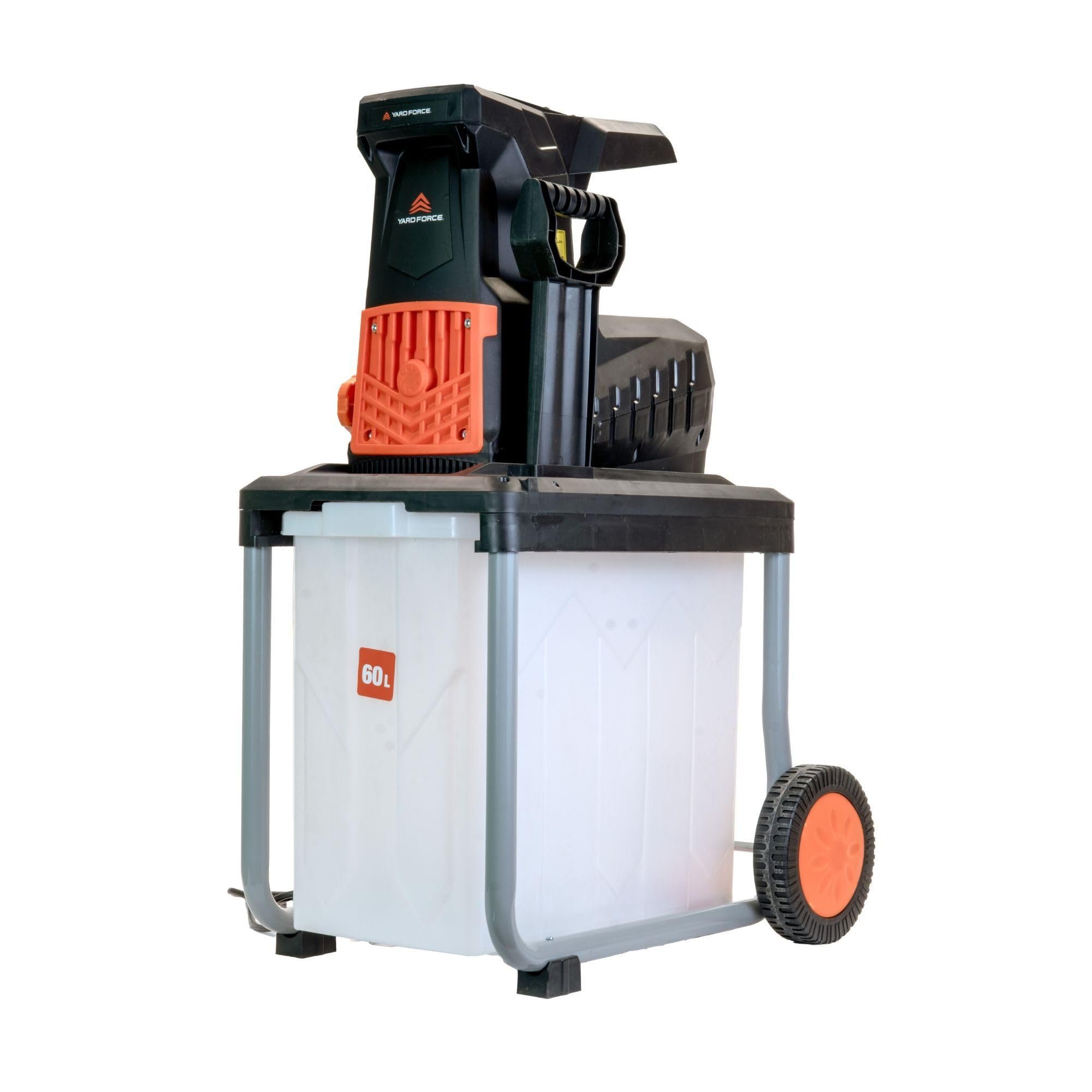 Yard Force 2800W Silent Garden Shredder with Reverse Function, 60L Collection Box, 45mm Cutting Diameter, Large Rear Wheels
