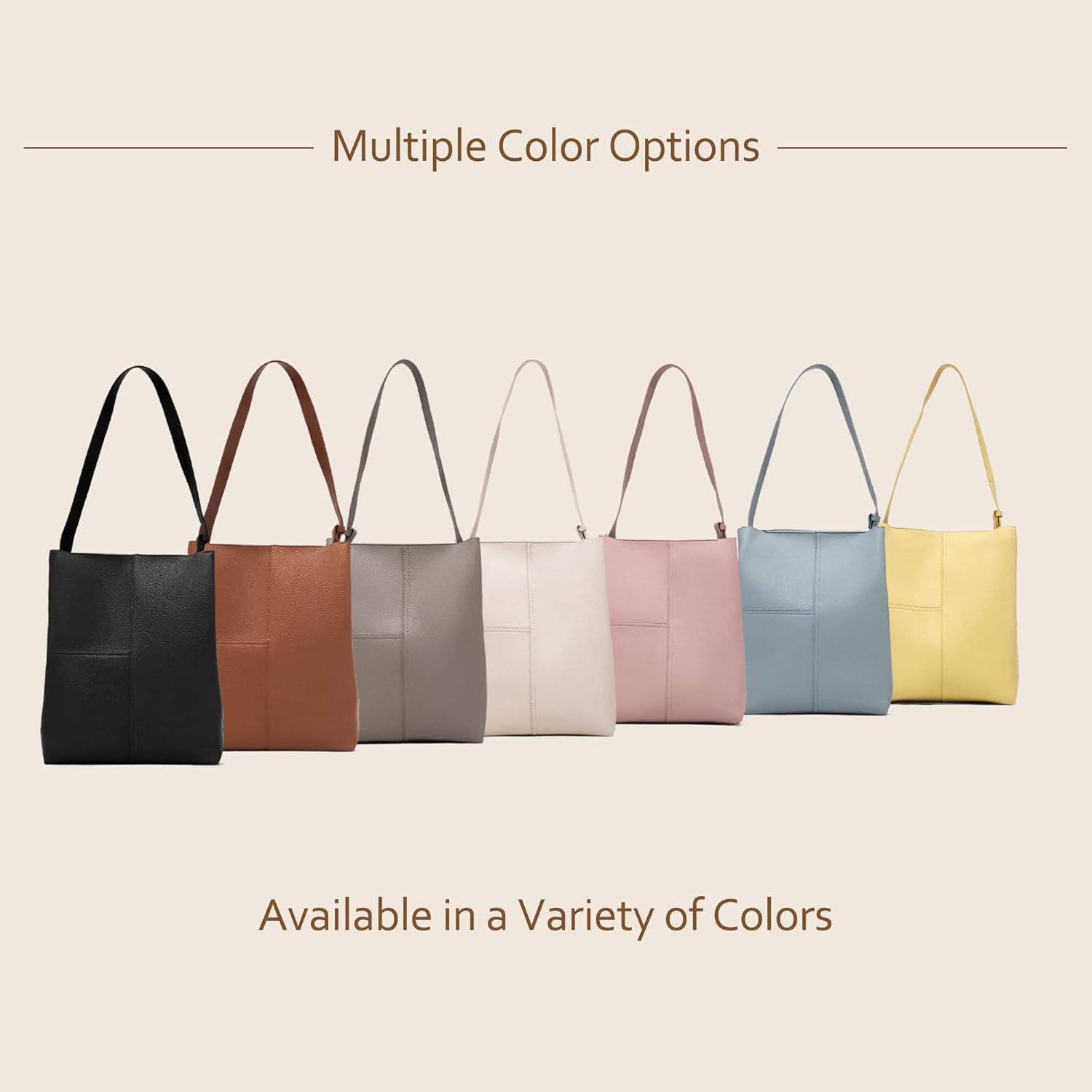 NEWBELLA Women's Vegan Leather Structured Bucket Bag | Lightweight, Everyday Purse, Zipper Closure, Multiple Pockets