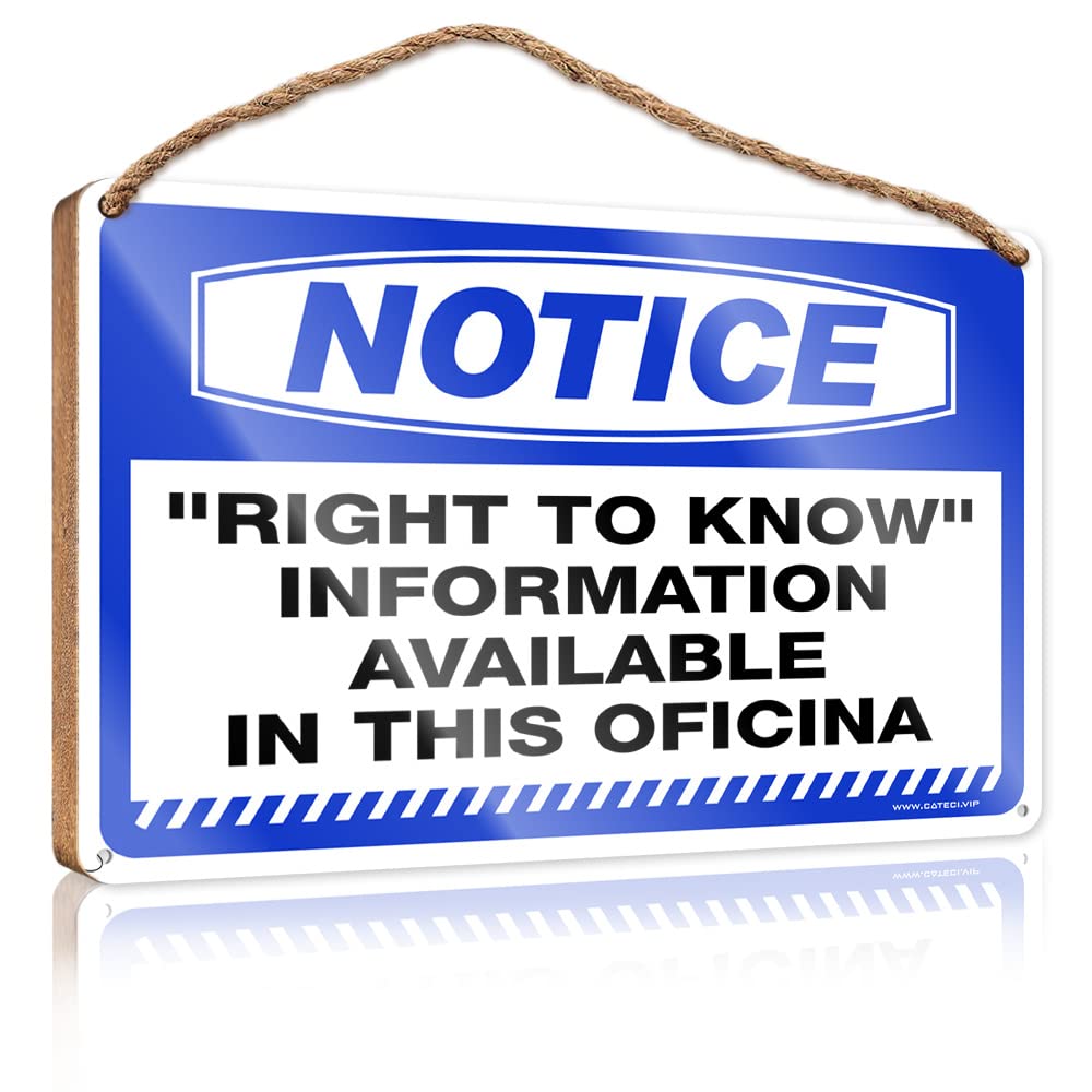 DTHA Hanging Wall Decor For Bathroom Notice Right To Know Information Available Upon Request Wooden Sign Signs For Front Door Funny Bar Signs(15X28CM)