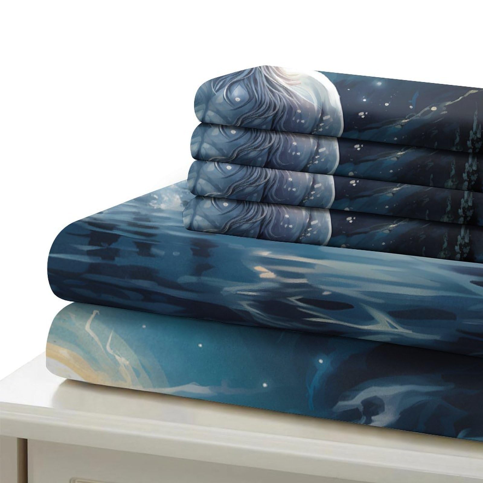 Fantasia di unicorno Impressione 3D 3 pz fodera per edredone Arte di creature mitiche coperteletto microfibra ipoallergenica antiacari per ragazzi uomini adulti Super king（260x220cm）