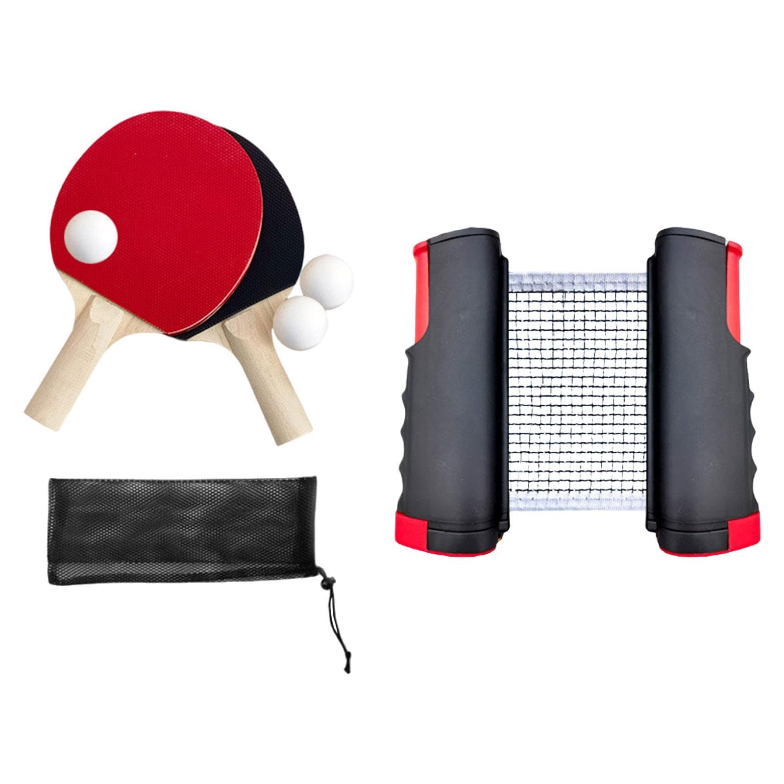 7 Pezzi Racchette da Pong Set Completo Accessori Tavolo Net Retrattile Palline Ergonomiche Manico Antiscivolo Forniture Sportive Adatto per