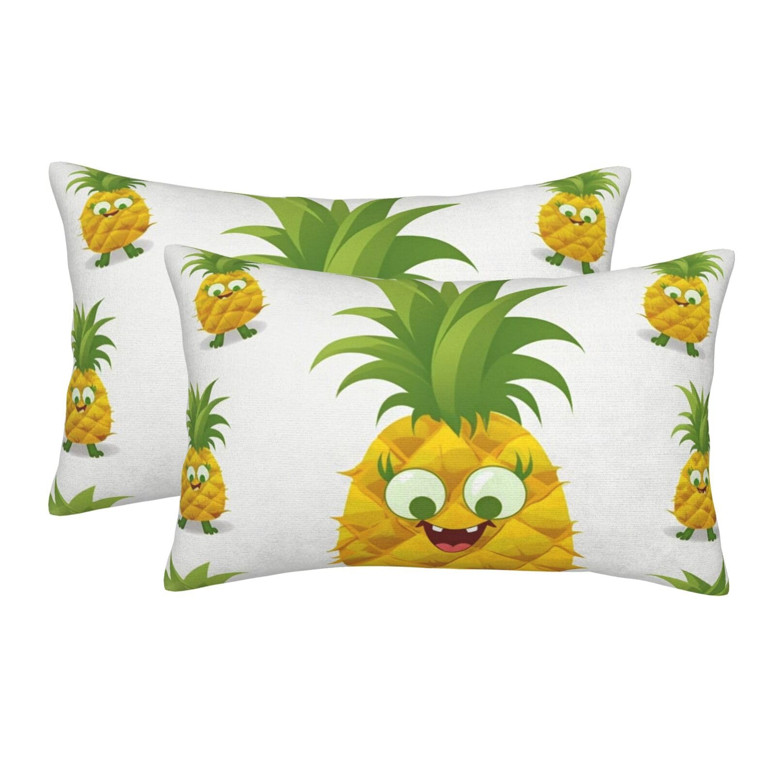 2 Pack Standard Size Pillow Cases for Hair and Skin Soft Breathable Pillow Case Covers with Hidden Zipper Pineapple Pillowcase 14"x20" Pillow Cover for Sleeping Gift