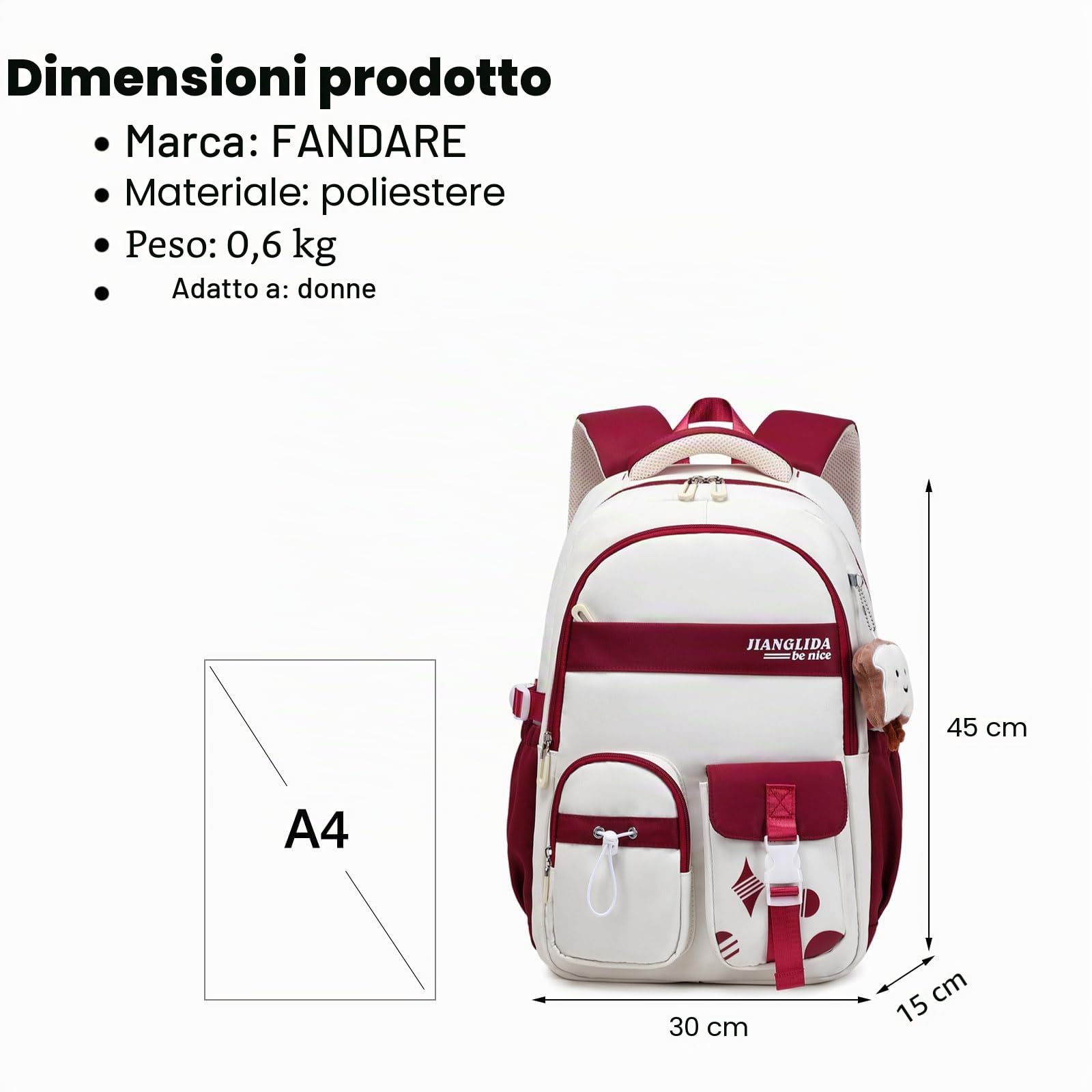 FANDARE Zaino Casual Scuola Porta PC Università Borsa Uomo Donna Da Viaggio Adolescenti