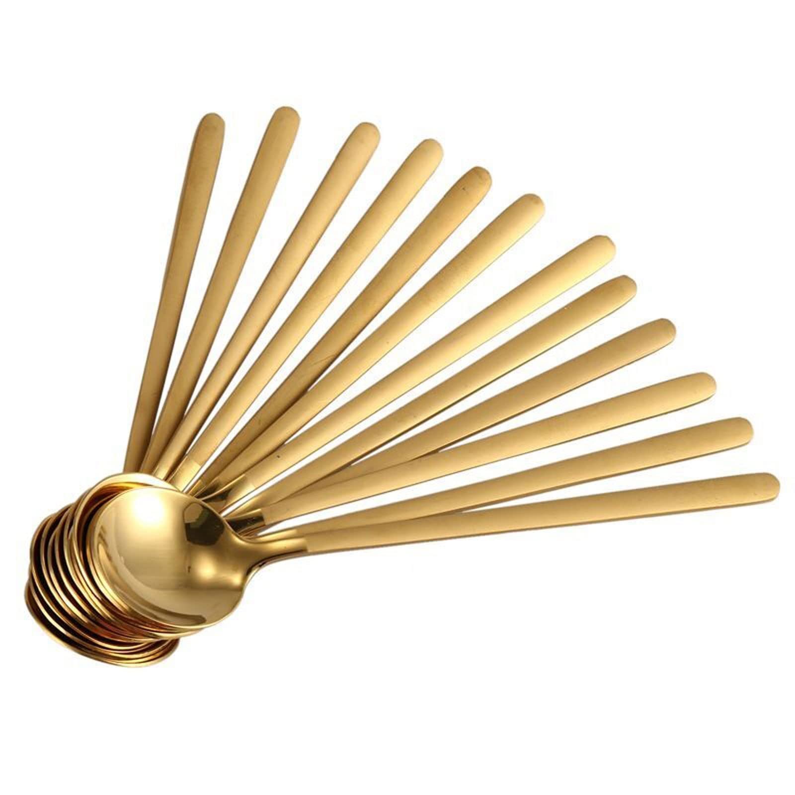 JINGYAN Cuillères 12pcs / Set Forme Ronde cuillère à café en Acier Inoxydable Mini cuillère à café de cuillère cuillère cuillère crème glacée Soupe cuillère cuillère Accessoires de Cuisine