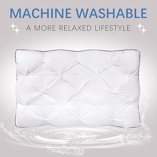 Miniatura 3 de Suzile Juego de 4 almohadas de cama elegantes de hotel con diamantes de 20 x 30 pulgadas, tamaño Queen, lavables, relleno de microfibra, suave, para