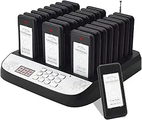 Sistema De Pager Para Restaurantes, 24 Pagers Sem Fio Para Restaurantes, Conjunto Com Vibração, Pisca-Pisca E Campainha, Sistema De Pager Para Restaurantes Para Igrejas, Hospitais, Bares, Hoté