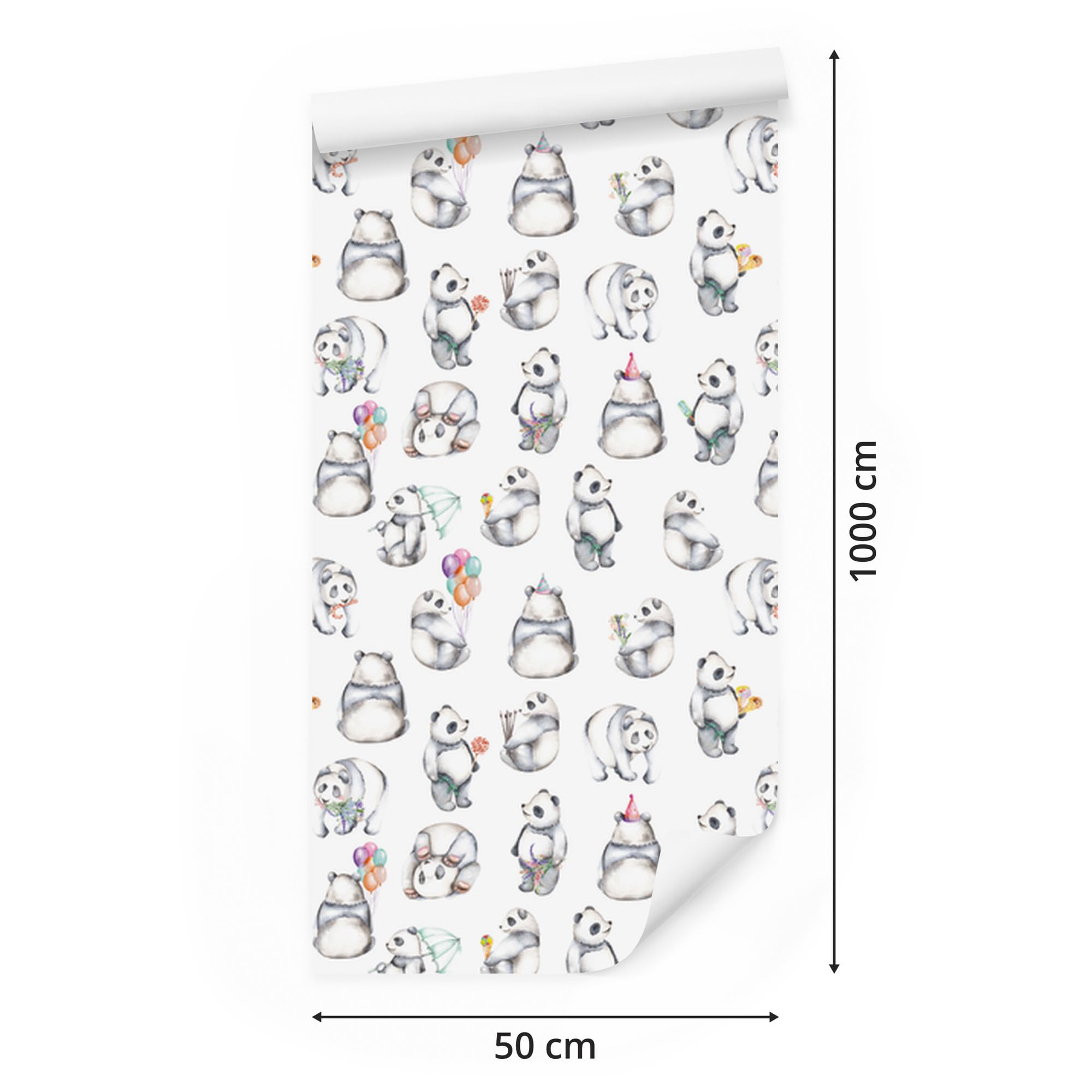 Vliestapete Glückliche Pandas 50 x 1000 cm