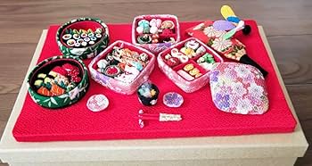 ミニチュア重箱縮緬細工食品 重箱お弁当 ちりめん細工 古布 縮緬 ミニチュアの重箱