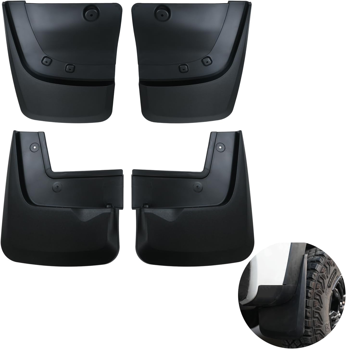 Mud Flaps Splash Guards Compatible with Chevy Silverado ZR2 2023-2025, No-Drilling Mud Guards, Durable Protection Against Mud/Debris, Extended Coverage Wheel Well Protectors (Set of 4)