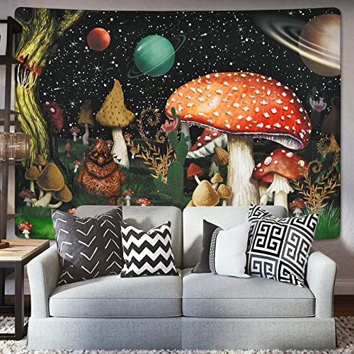 Boniboni Trippy Mushroom Tapestry Fantasy Moon Stars Tapestry Tree Of Life Tapestry Colorful Monster And Plants Tapestry Wall Hanging For Room(51.2 X 59.1 Inches) #TOP3
