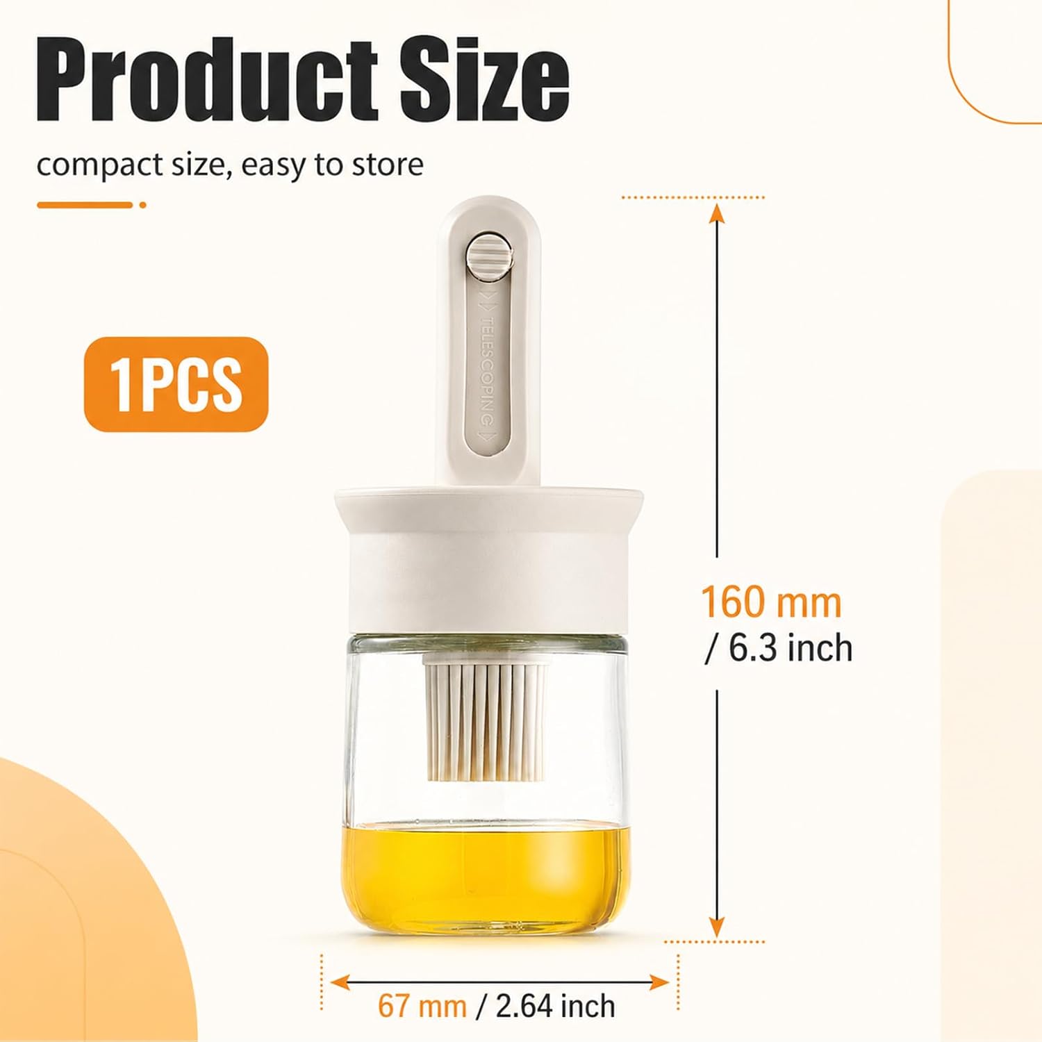 Oil Dispenser With Brush For Kitchen Cooking,150ml(White)
