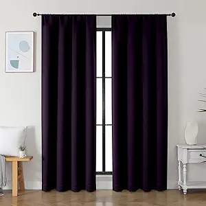 Simplebrand Ava BlackBerry Blackout Curtains for Bedroom 84 Inch Length 2 Panels Set, Solid Thermal Insulated Privacy Nursery Window Treatment Curtains Blackout Drapes, W40 x L84 Inch, BlackBerry