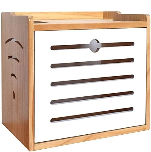 YRHH Caja de almacenamiento multimedia, caja de almacenamiento WiFi, caja de almacenamiento de pared, caja de blindaje para habitación de madera