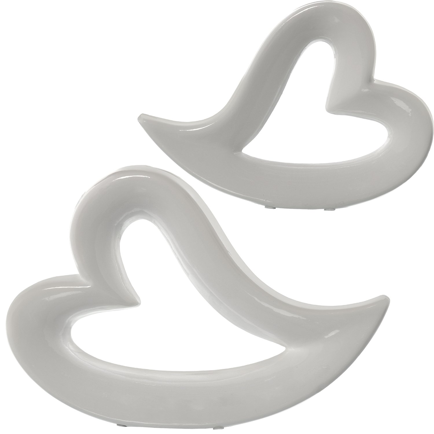 Figurines cœur en céramique blanche : lot de 2 statuettes design épuré pour intérieur élégant