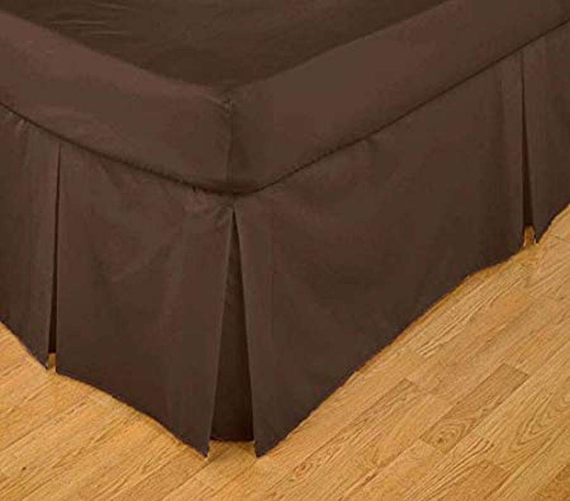 LOOMS & LEAVES 100% POLY COTTON PLAIN DYED PLATFORM BASE VALANCE BOX PLEATED SHEETS IN (CHOCOLATE, SUPER KING)