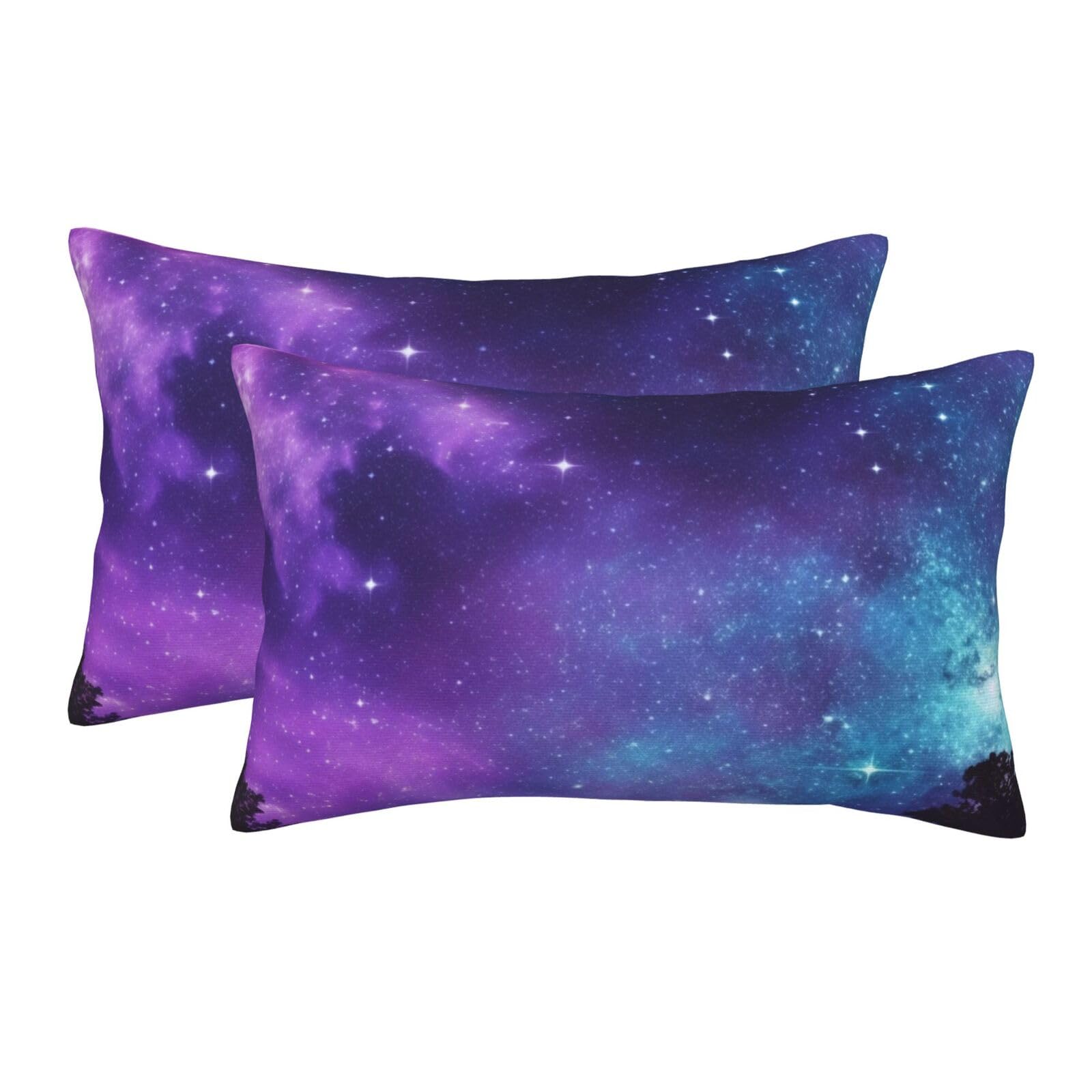 2 Pack Pillow Cases with Hidden Zipper, Soft Breathable Pillow Covers for Hair and Skin, Purple Starry Sky Pillowcases 20"x30" Bed Pillow Protectors Cover for Sleeping Gifts