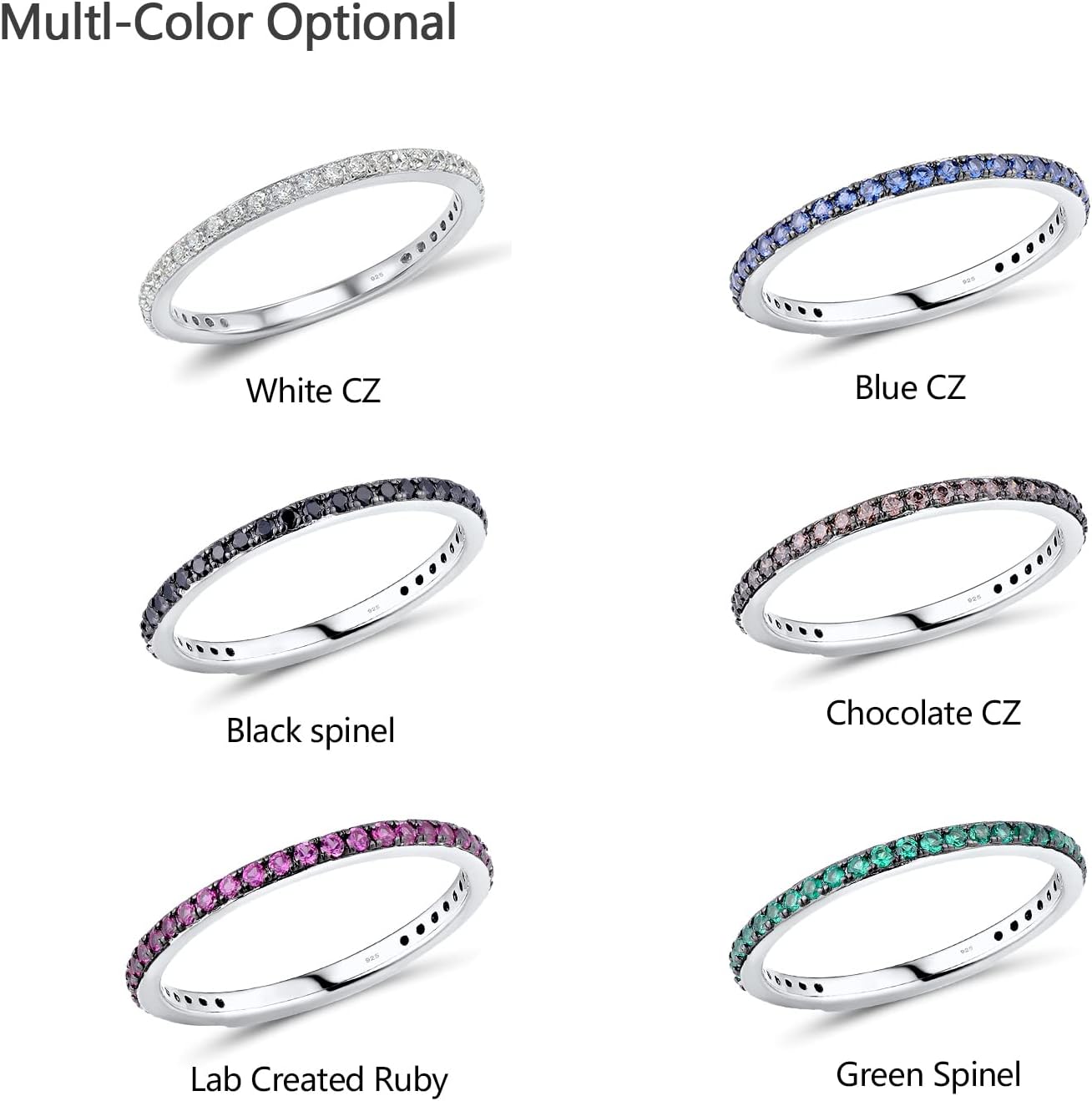 Santuzza 925 Sterling Silver Stackable Ring Engagement Wedding Band Stacking Ring for Women