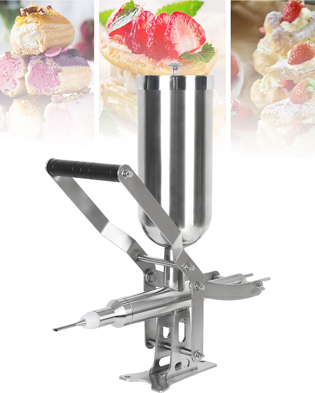 Machine électrique à Churros et Confiture, 5 L, en Acier Inoxydable avec 3 Buses, pour Le Remplissage de pâtisseries commerciales, de Beignets et de Produits de Boulangerie.